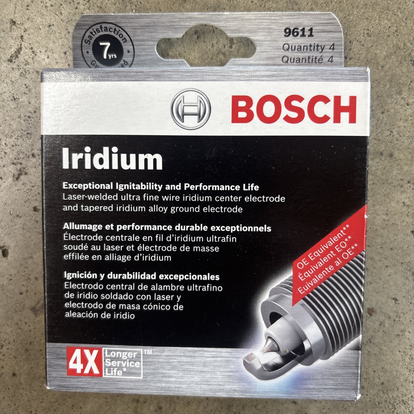 SET OF 4 BOSCH 9611 Platinum Iridium Spark Plugs Made in Germany 