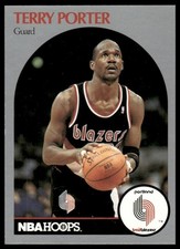 Terry Porter 1990-91 Hoops #249 (VAR 249b NBA Logo On Back) Trail Blazers