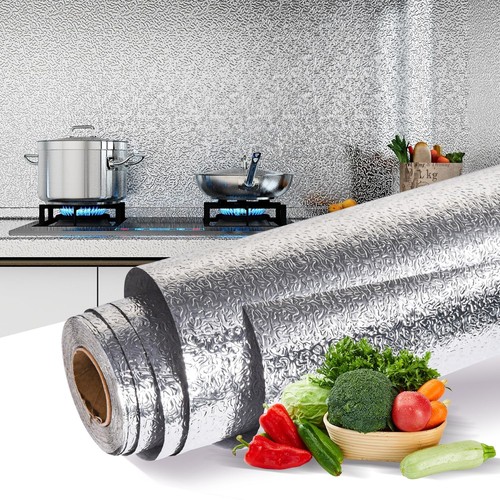 Kitchen Backsplash Wallpaper Oil Proof Sticker,Self-Adhesive Aluminum foil He...
