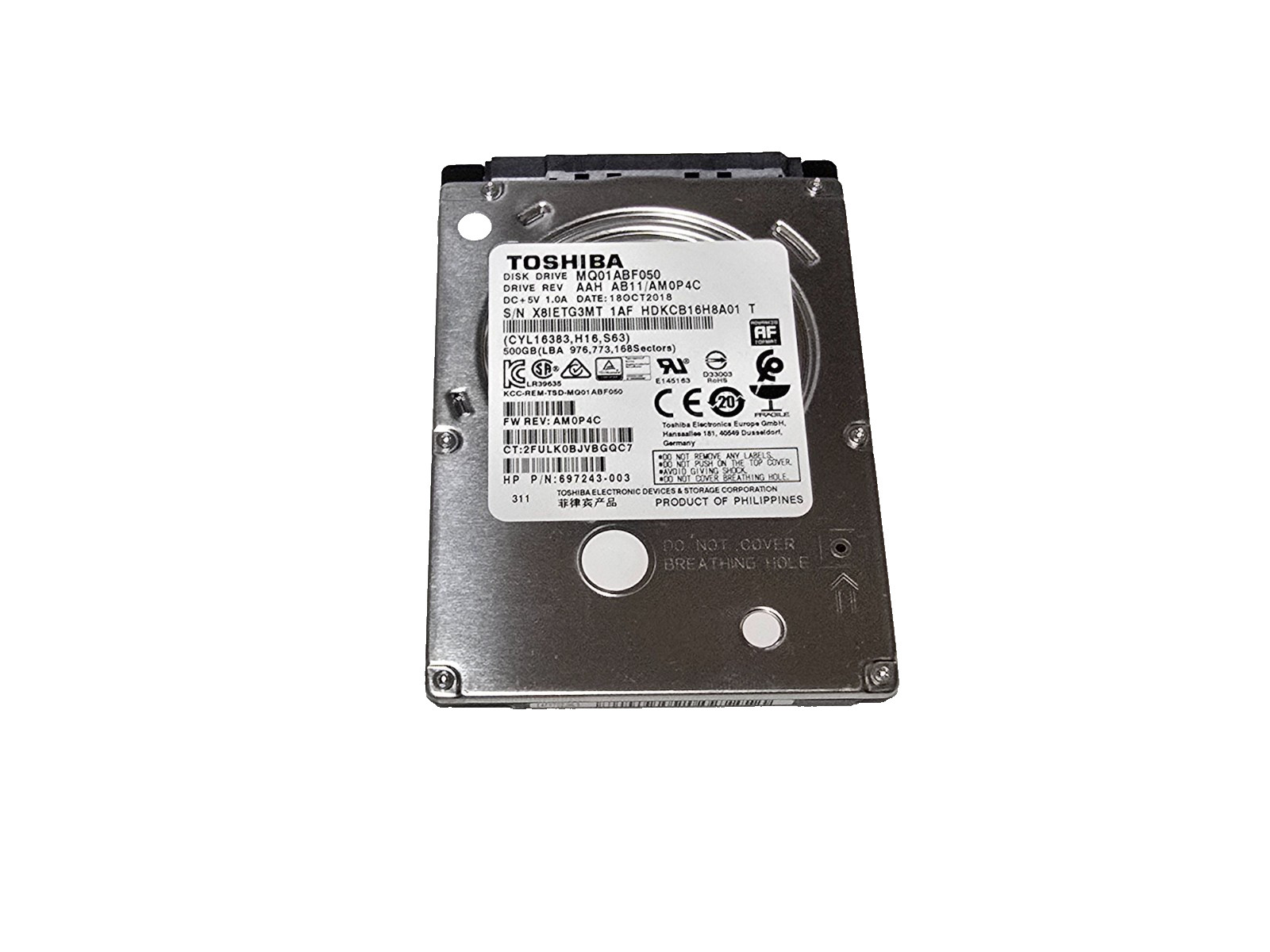 Hard Disk Drive 500Gb 500 Sata HDD Hd TOSHIBA MQ01ABF050 697243-003