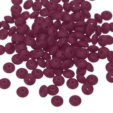 180 Pcs Bulk Silicone Lentil Beads, 12mm Abacus Beads, Burgundy