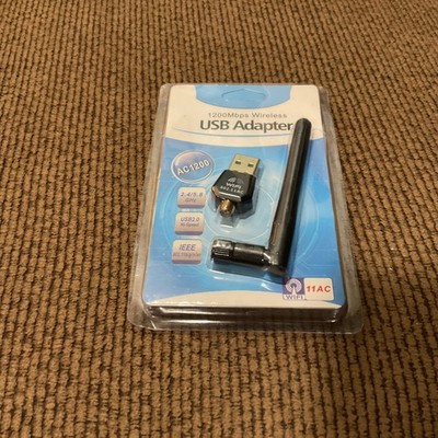 1200Mbps Dual-Band Wireless USB Adapter 802.11AC with Antenna & Driver CD for PC