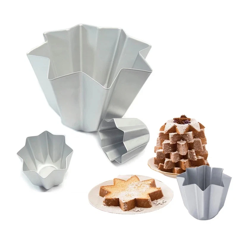 STAMPO PANDORO A FORMA DI STELLA PANETTONE TORTA NATALIZIA IN ALLUMINIO CUCINA - Immagine 2 di 4