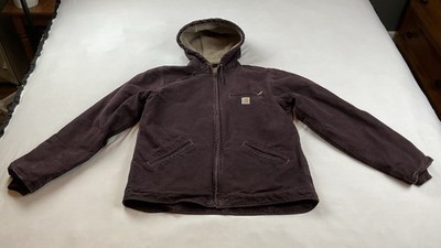 VTG Carhartt Jacket Womens Small Purple Sierra Sherpa Lined Detroit  WJ141 DWN