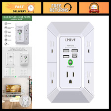 5 Outlet Wall Charger Surge Protector with 4 USB Ports, 1680J Power Strip for Ho
