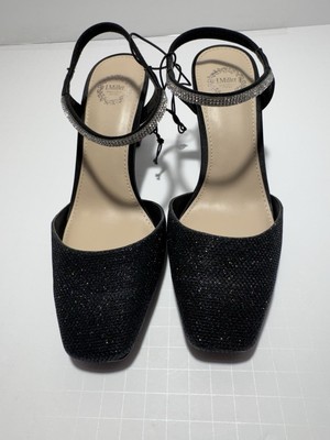 I. Miller Jimmie Black Shoes Womens Rhinestone Buckle Closed  Toe Heel Pump 7