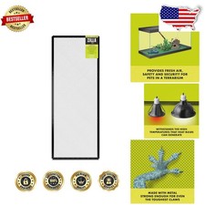 Heavy Duty 48x18" Black Steel Terrarium Screen - Reptile Airflow, Heat Resistant