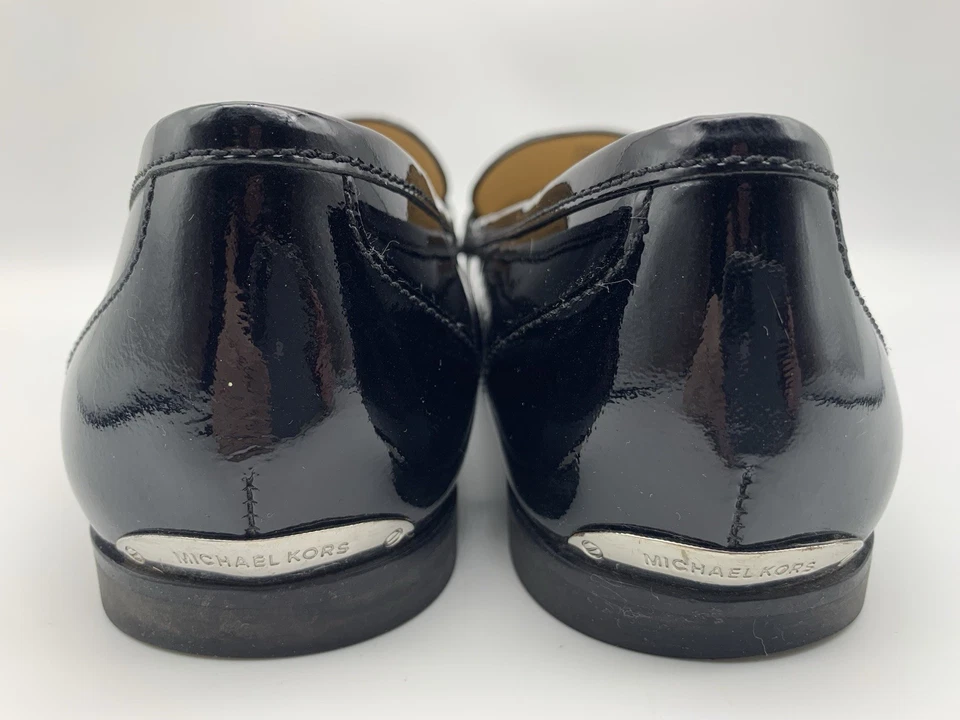 Michael Kors Womens US 7.5 EU 38 Connor Black Patent Leather Penny Loafers Shoes - Image 3 of 4