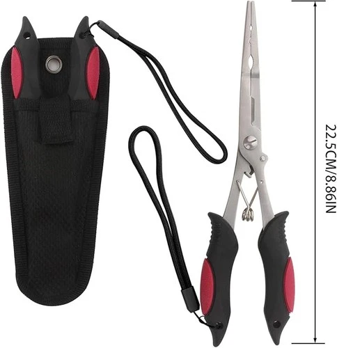 Long Nose Fishing Pliers,Fishing Gear,Stainless Steel Hook Remover Braid Cutter