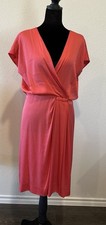 Diane von Furstenberg NWT Akari Coral Silk Blend Sz 8 Pleated Waist Dress $169