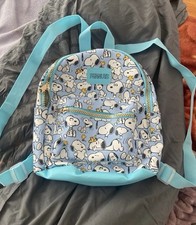 Peanuts Snoopy Woodstock Light Blue Cartoon Print Small Kids Backpack