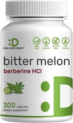 Bitter Melon Fruit Equivalent to 15000mg with Berberine HCL Plant Based 300 Ct