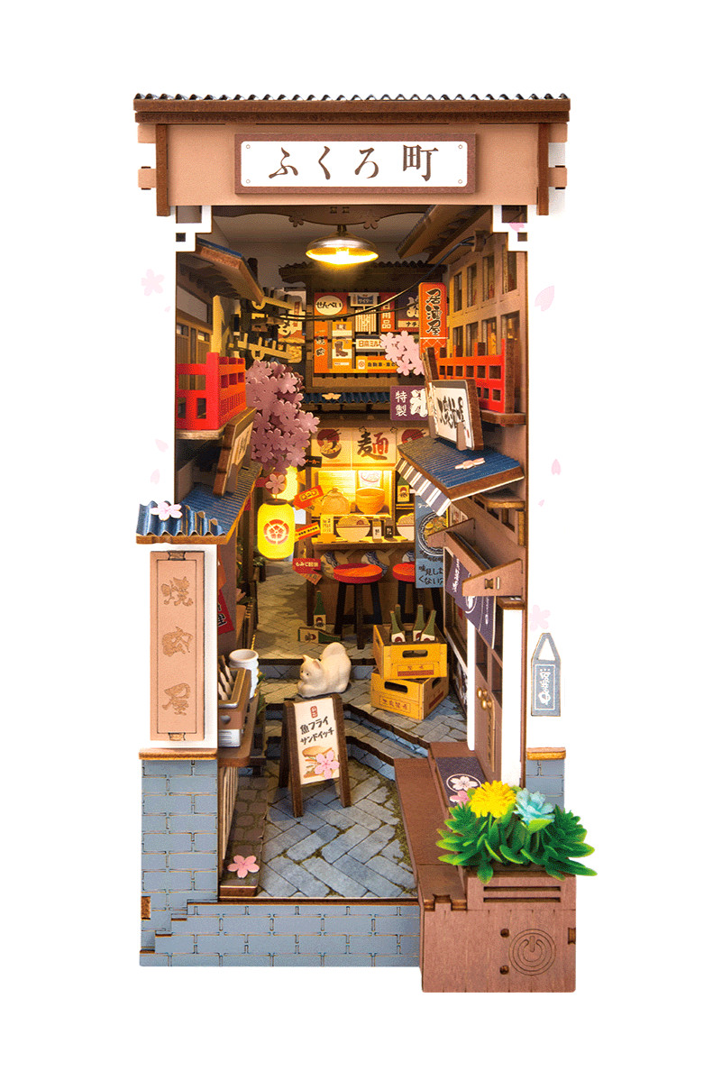 Rolife Sakura Wine Alley DIY Book Nook Shelf Insert Model Kit TGB11 - DIY Kit