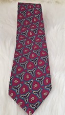 Vintage Burberrys of London Burgundy Geometric Silk Neck Tie Hand Sewn In USA