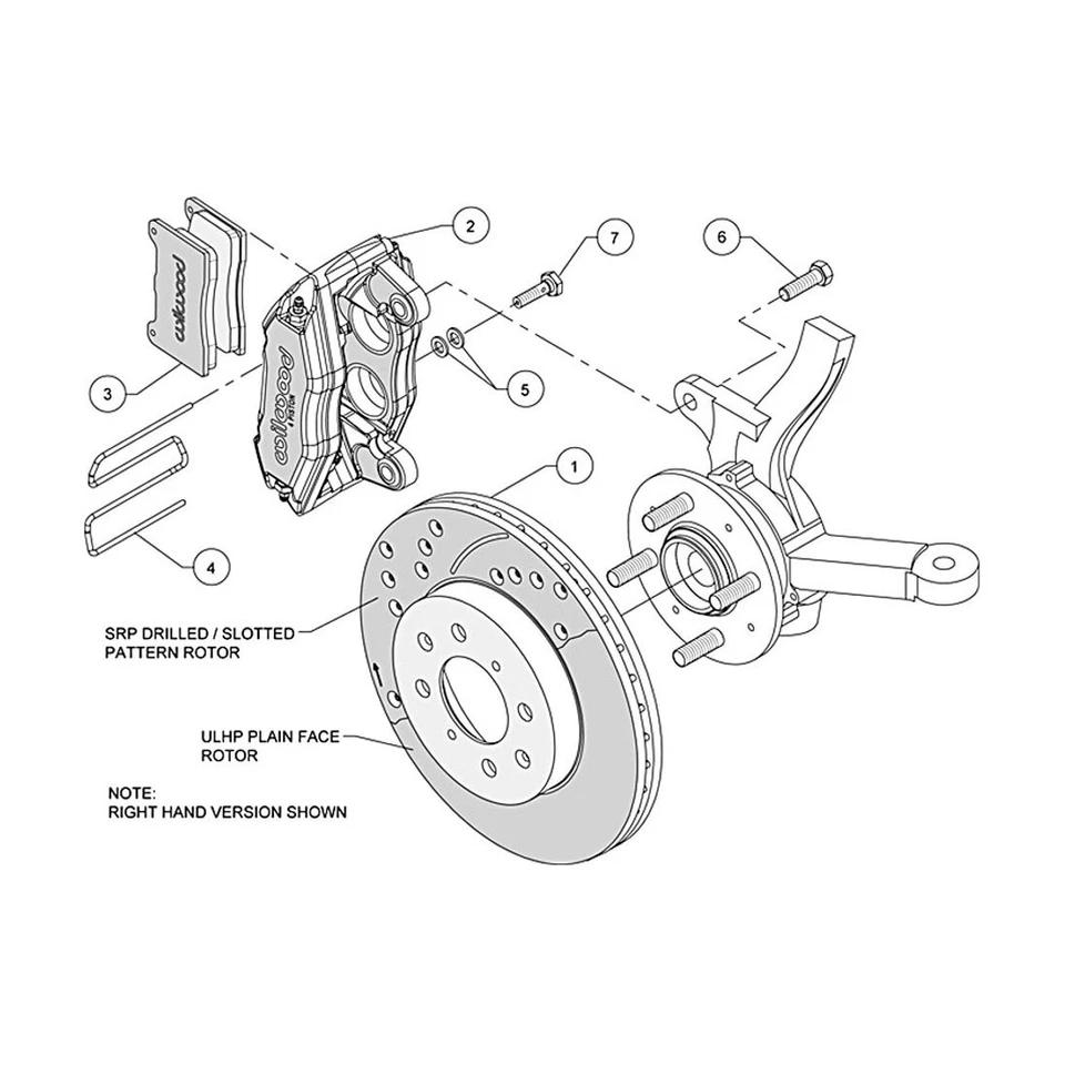 Wilwood 140-12996-DR Drilled and Slotted Rotor Forged Caliper Front Brake Kit - Image 4 of 4