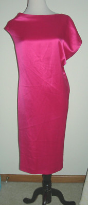 NWOT ALEXANDER MCQUEEN Bright Pink Silk Cocktail Dress  ''Boss Lady''  44 Italy