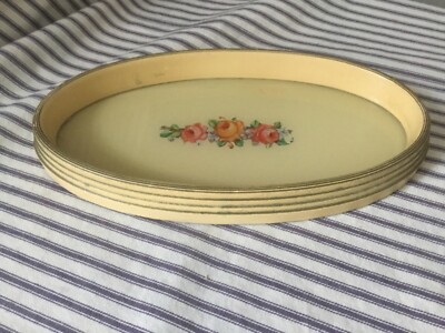 SWEET!! Vintage Perfume VANITY DRESSER TRAY 10.5 X5.5 Art Deco Chippy Farmhouse