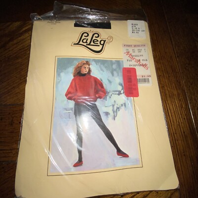 Vintage NOS Size A/B LaLeg Pantyhose Original Package Black 5  - 5 5  90-130 Lb