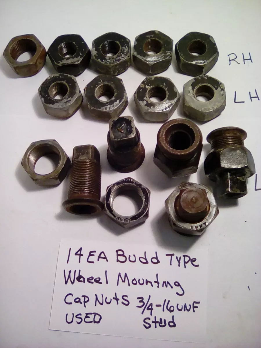 14 EA TRUCK WHEEL LUG NUTS. BUDD P N 10709 0.750 DIA. UNF 16 THREAD USED