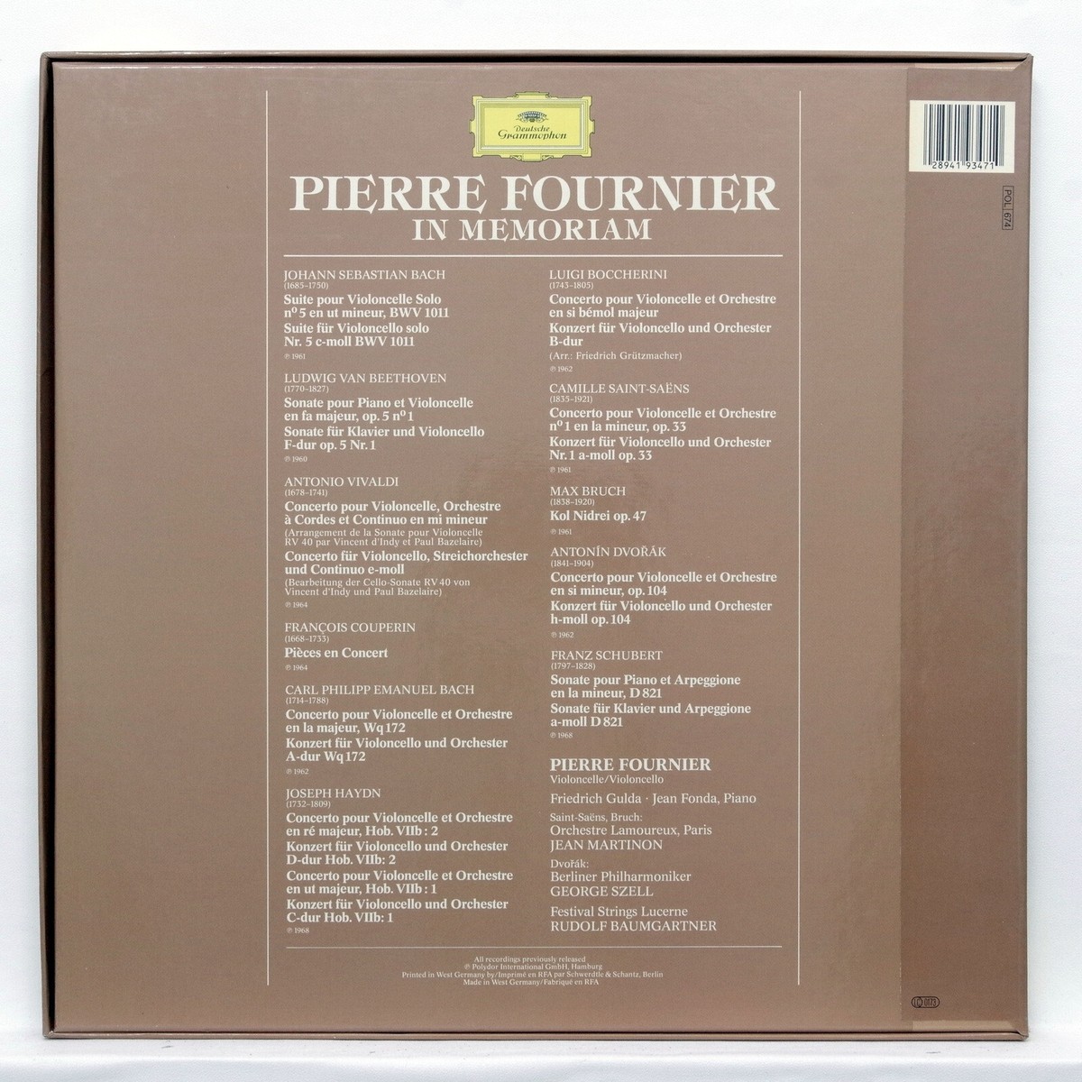 PIERRE FOURNIER ⸺ in memoriam 1906-1986 ⸺ DGG 5xLPs box NM | eBay