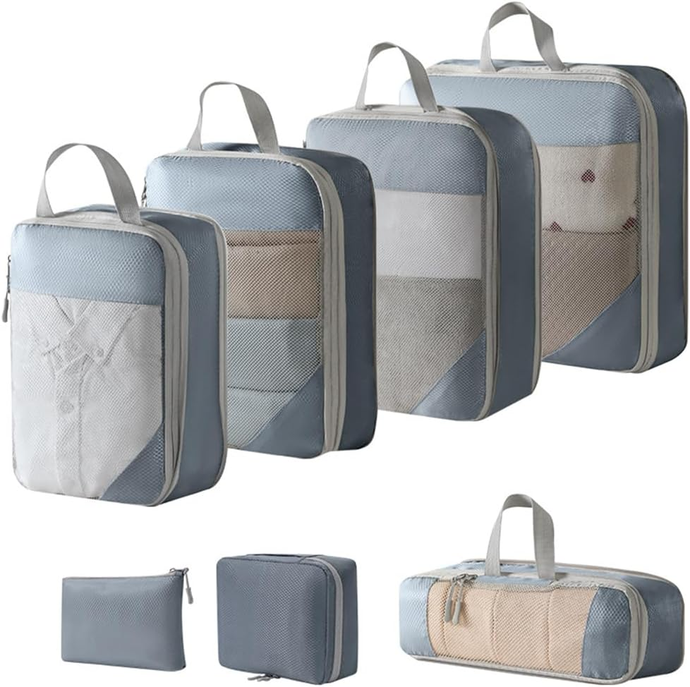 Compression Packing Cubes for Travel Suitcase Organizer Bags Set of 7 Travel Acc-image