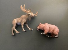 1996 Safari Bull Moose and 2005 Safari Grizzly Bear Animals Mountain Forest PVC