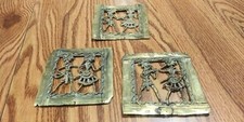 3 Vintage Brass Pieces Depicts Egyptian Revival Scenes Rare & Unique! FAST SHIP 