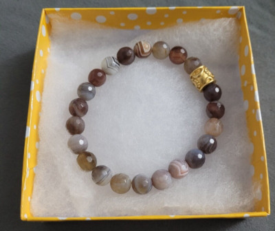Women's Natural Stone Beaded Bracelet Calming Relaxation Gift Box New Jewelry