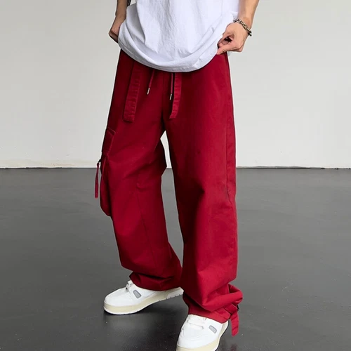 Mens Baggy Hip Hop Pocket Cargo Pants Outdoor Straight Leg Loose Casual Trousers - Picture 2 of 9