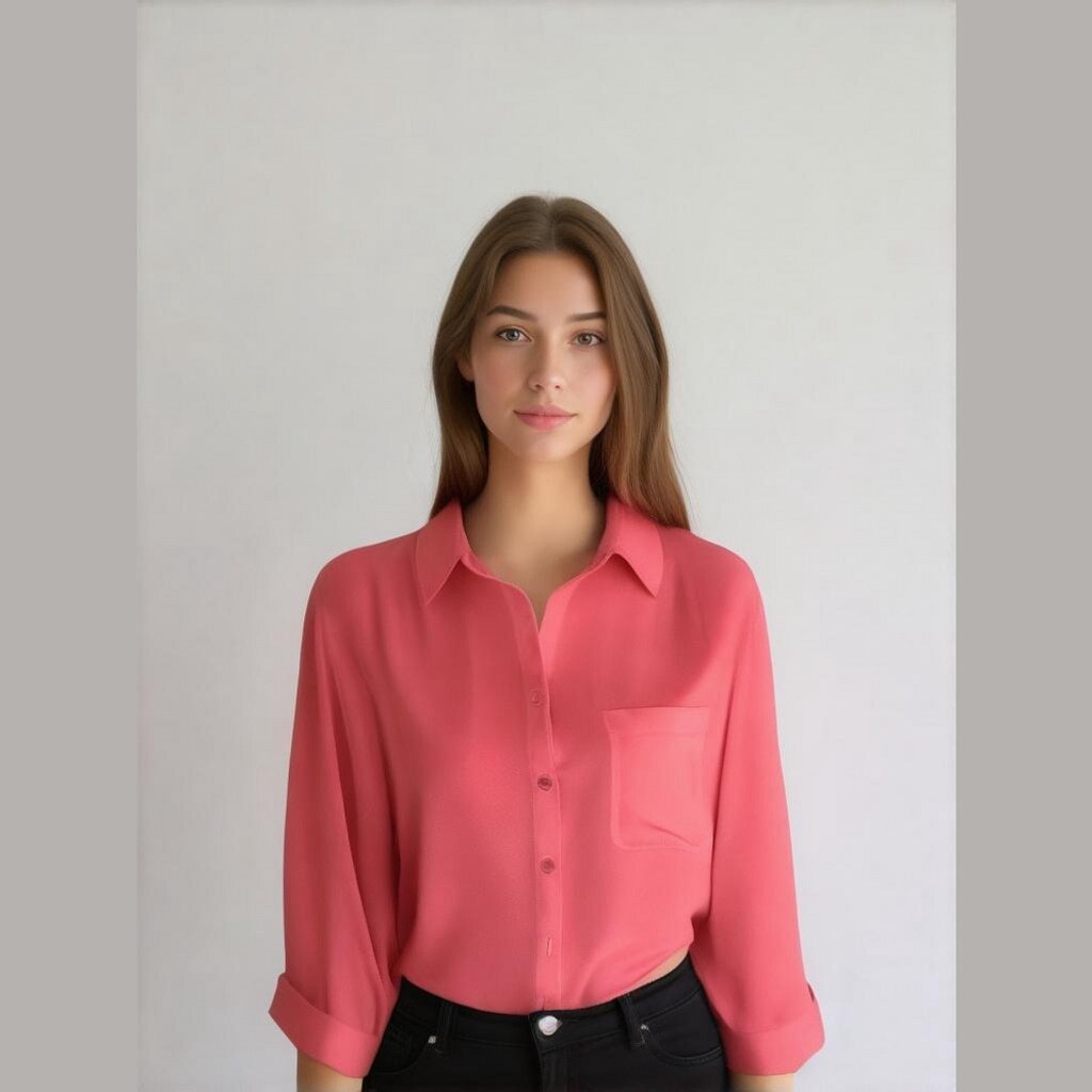 Chico's dark pink lightweight button-up long sleeve blouse, size 12/14, NWOT