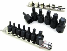 15PC 3/8 & 1/4DR IMPACT STAR BIT SOCKETS E-TORX TORQUE ON RAIL