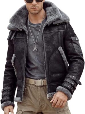 Men's B3 RAF Flight Bomber Aviator Real Sheepskin Shearling Leather Jacket