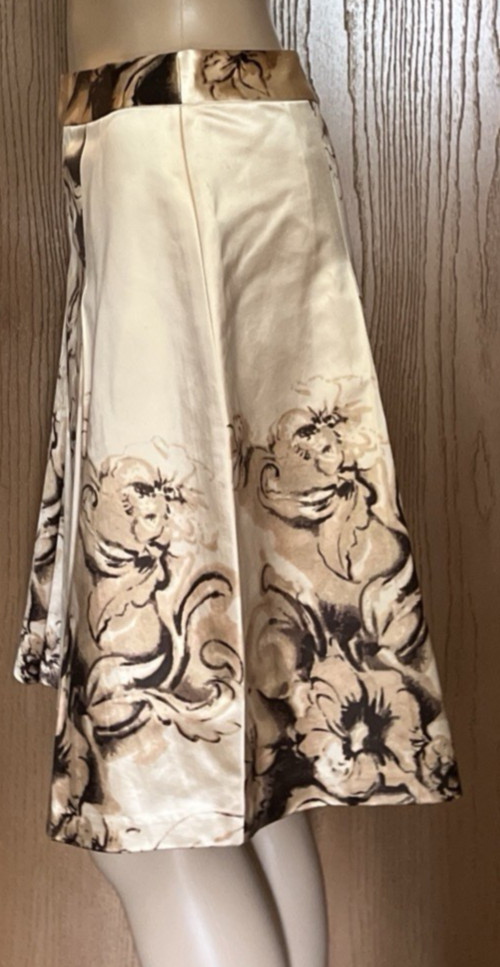 Skirt Cotton/Silk Banana Republic Knee Length Large Square Pleats Sz 0-image