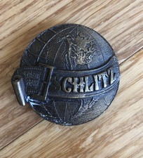 Vintage Schlitz Brewing Co Beer Advertising World Globe Brass Belt Buckle B