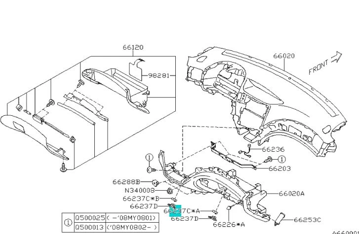 Bombilla de bolsillo con lámpara roja Subaru 2010-2015 WRX STi genuina 66237SA120 en lugar de azul Foto 3 de 3