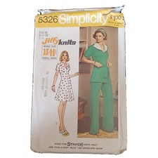 Vtg 1974 Sewing Pattern SIMPLICITY 6326 MINI DRESS Pantsuit Size 14 Bst 36 Uncut