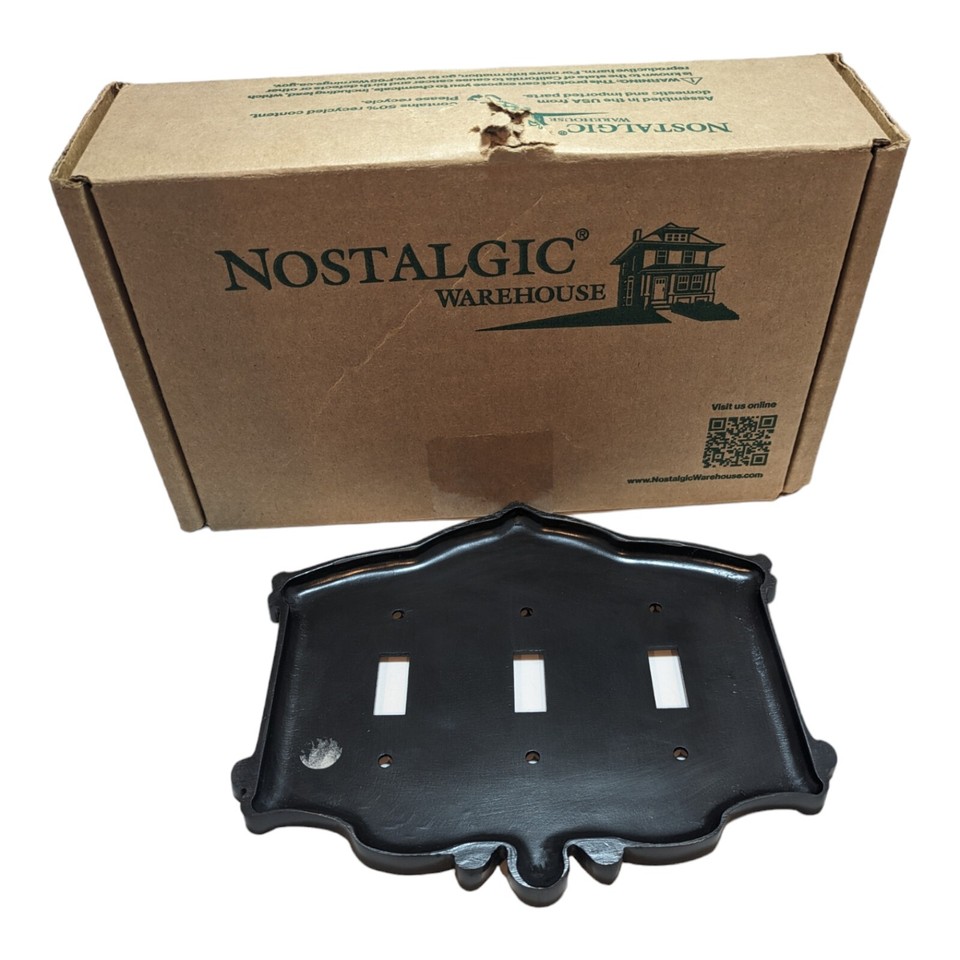 Nostalgic Warehouse Victorian Switch Plate with Triple Toggle in