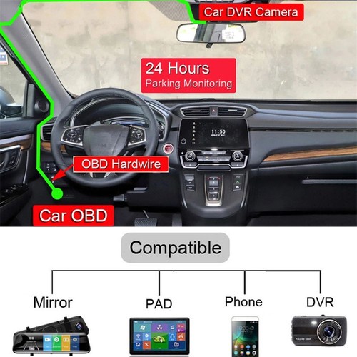 DVR USB OBD Hardwire Kit Auto-Ladekabel Park überwachung Dash Cam Camcorder