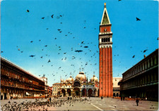 Vintage Postcard Venice Italy Piazza San Marco Birds Tower View