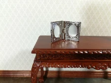 Dollhouse Miniature Picture Frame Fancy Silver Double for Photos 1:12 Scale
