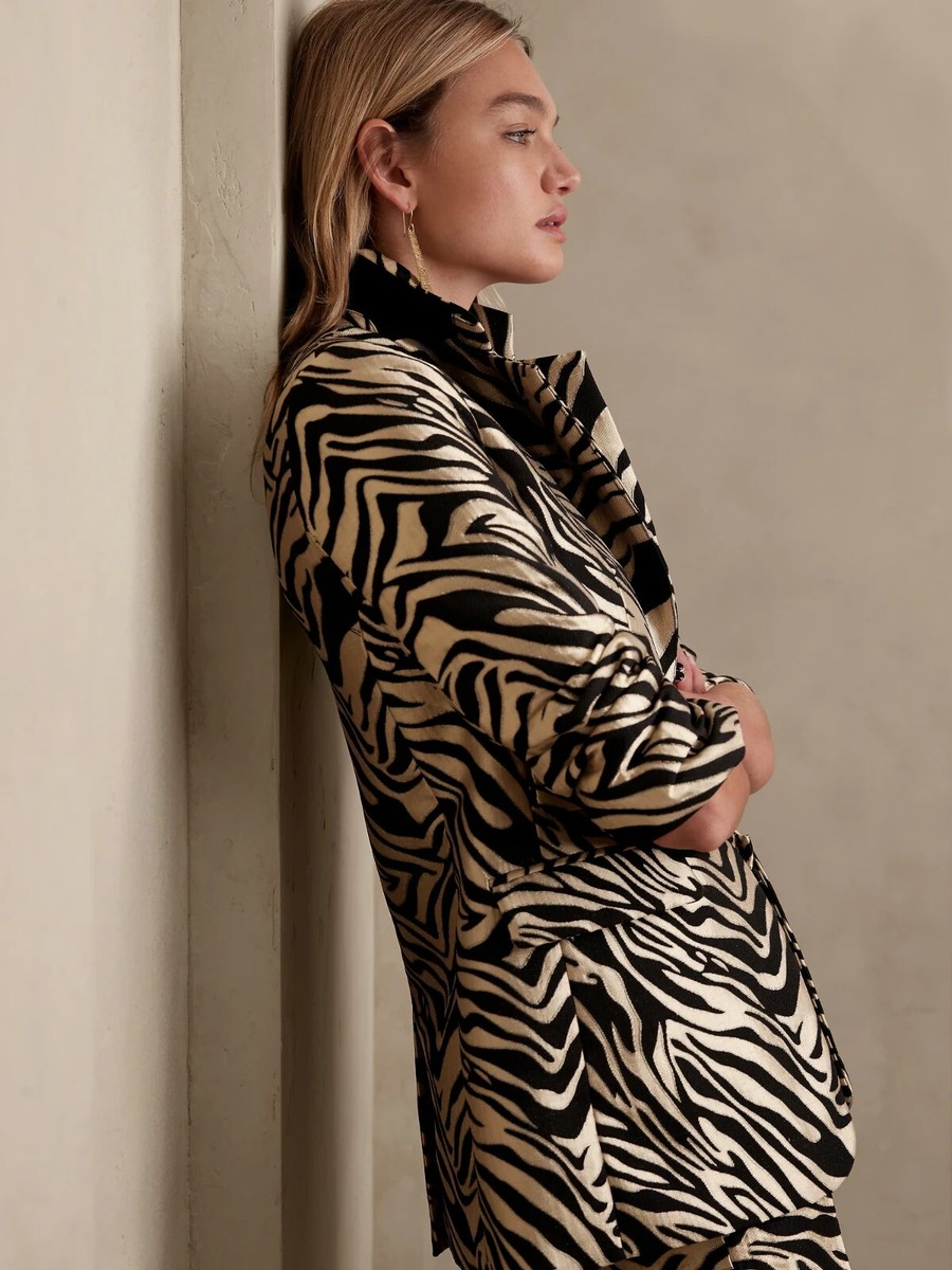 Banana Republic 0 Eclat Brocade Blazer Sz 0 Multi Zebra Jacket