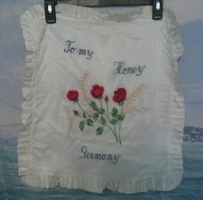Antique/Vintage Silk Pillow Cover “To My Honey” WWII Era Embroidered Germany