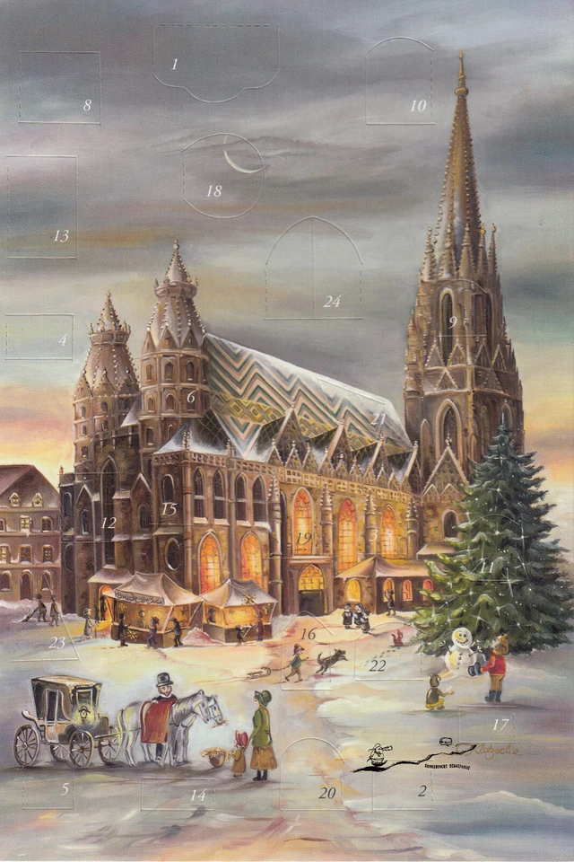 Mini Adventskalender Doppelkarte:  Weihnachten in Wien - Stephansdom