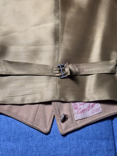 Vintage 1940s 50s Capper & Capper Beige Wool Dress Button Up Vest Chicago - Picture 9 of 11