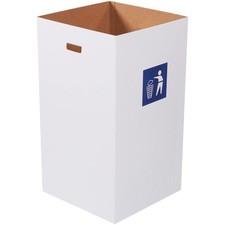 USA Corrugated Trash Can with Waste Logo, 50 Gallon, 18' x 18' x 36', White, ...