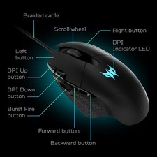 Acer Predator Cestus 315 Gaming Mouse Optical USB-A 6500 DPI 8 Buttons Wheel