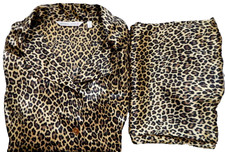 Vtg Victoria Secret Women  s Leopard Print 2Pc. Polyester Pajama Set Size XL