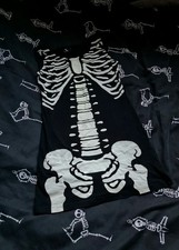 Black white glow in the dark skeleton print mini mall goth emo bodycon dress