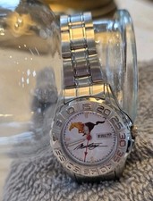 Raro Orologio Ford Mustang #118 Cavallo Fiammeggiante non testato NON FUNZIONANTE Acciaio Inox