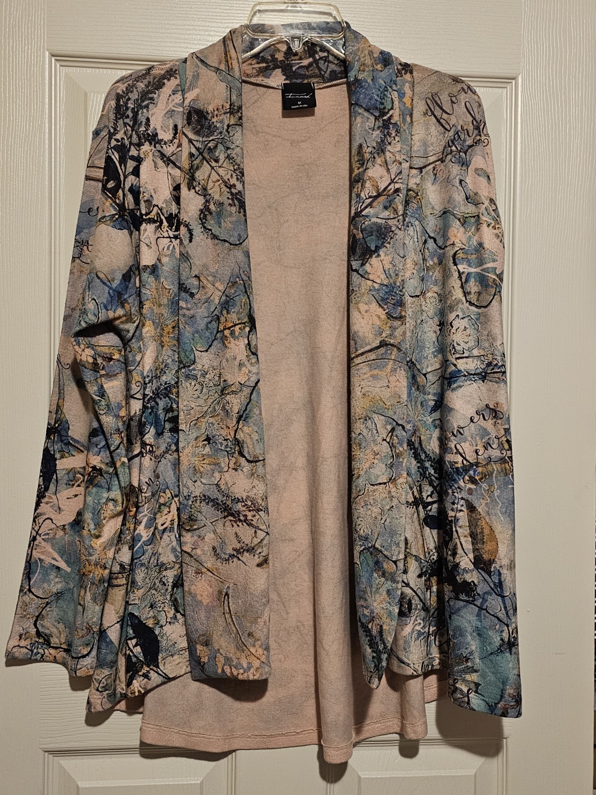 Inoah Abstract Patterned Open Front Cardigan Sz M - image 1